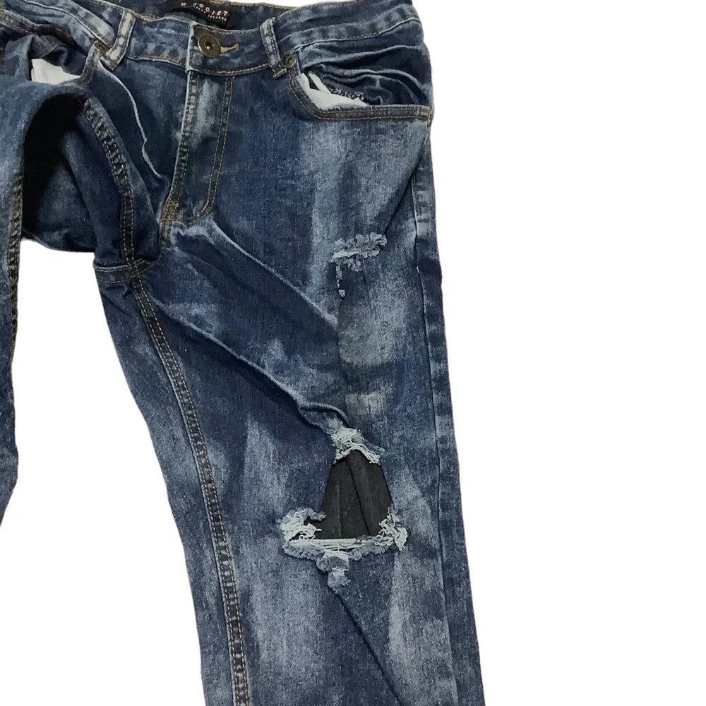 M. Society Skinny Jeans Sz 30W 30L Distressed